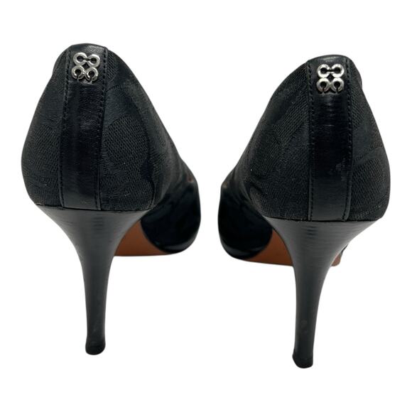 COACH Caya Logo Platform Heels Size 8.5B Y2K Quietluxury Black Pumps Signature C - Picture 3 of 16